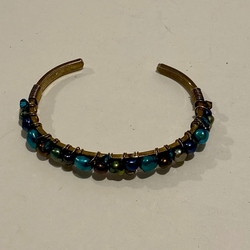 Sterling Silver 925 Natural Pearls Cuff Bracelet